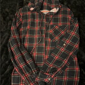 Red and Black Plaid Hoodie